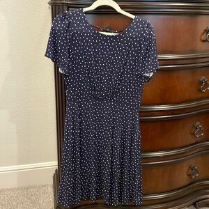 🆕 LOFT Navy & White Polka Dot Dress, Size 4, With Pockets, Never Worn